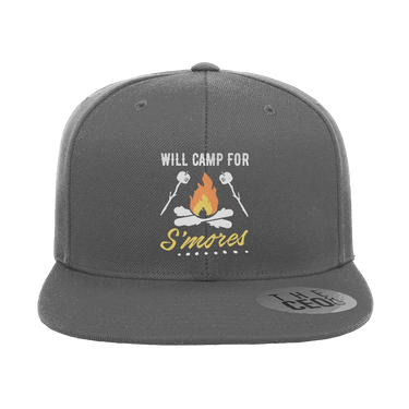 Will Camp For Smores Embroidered Flat Bill Hat